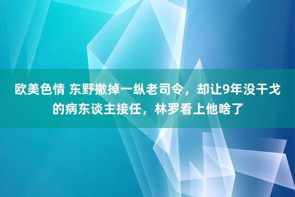 欧美色情 东野撤掉一纵老司令，却让9年没干戈的病东谈主接任，林罗看上他啥了